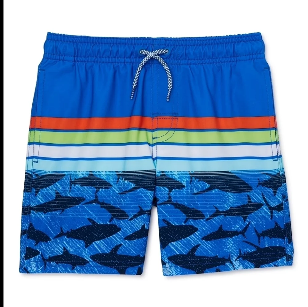 Wonder Nation Boys Swim Trunks with UPF 50+ Size XS (4-5) NWOT Blue Sharks